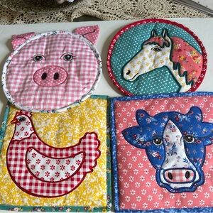The Pioneer Woman Farm Animal Pot Holders - Pink, Yellow, Blue